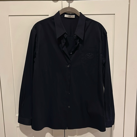Prada Tops - Prada women’s cotton blouse with tone on tone logo on pocket
